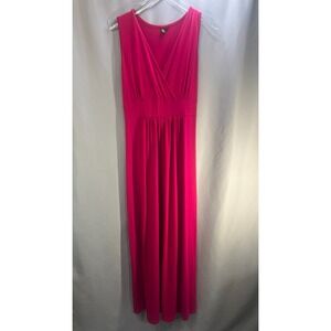 Woosea Maxi Dress Womens Large Pink Stretch Surplice Neck Empire Waist Cocktail